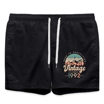 1992 Vintage anniversary 30 years - Swim Trunks - black - Front - AI Model Male 185 light (185cm)