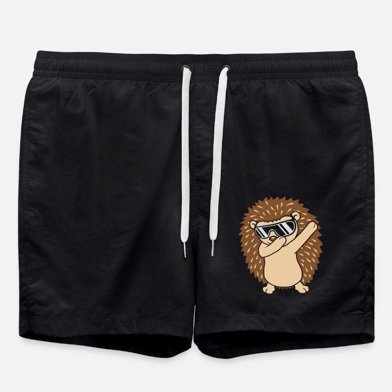 Cool funny dabbing hedgehog - Swim Trunks - black