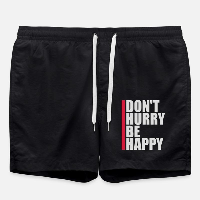 Don't hurry be happy - Swim Trunks - black