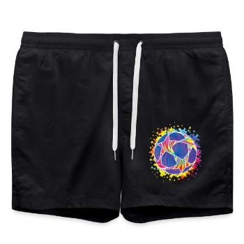 Colorful Football Splash Football Lover Game Day - Swim Trunks - black - Front - AI Model Male 185 light (185cm)