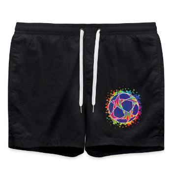 Colorful Football Splash Football Lover Game Day - Swim Trunks - black - Front - AI Model Male 185 light (185cm)