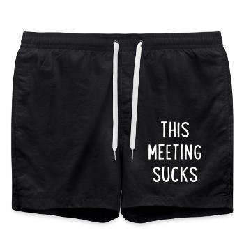 Meeting coffee cup - Swim Trunks - black - Front - AI Model Male 185 light (185cm)