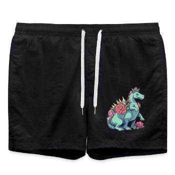 Dino Dragon Six-legged - Imaginative Fabelwese - Swim Trunks - black - Front - AI Model Male 185 light (185cm)