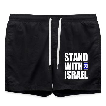 Stand with israel - Swim Trunks - black - Front - AI Model Male 185 light (185cm)