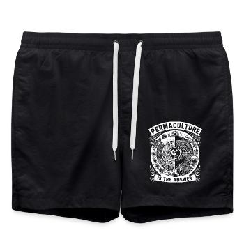 Permaculture Is The Answer - Swim Trunks - black - Front - AI Model Male 185 light (185cm)