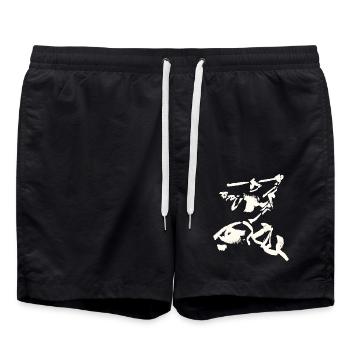Figurine de combat à l’épée - INK Abstract - Short de bain - noir - Devant - AI Model Male 185 light (185cm)