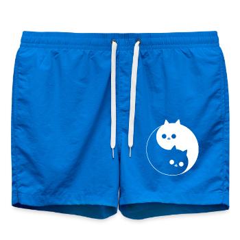 Cute Yin and Yang with Cats - Swim Trunks - cobalt blue - Front
