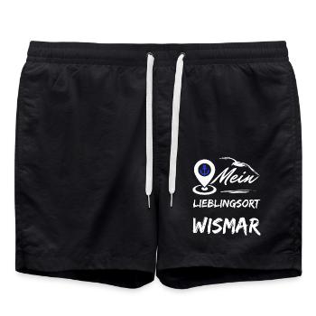 Wismar mein Lieblingsort-Hansestadt Wismar-Möwe - Badeshorts - Schwarz - Vorne - AI Model Male 185 light (185cm)
