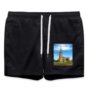 Haga Church (Haga kyrka) Gothenburg City Sweden - Swim Trunks - black - Front - AI Model Male 185 light (185cm)