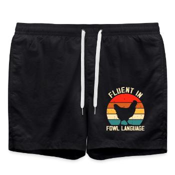 I'm Fluent in Fowl Language Vintage Funny Chicken - Short de bain - noir - Devant - AI Model Male 185 light (185cm)
