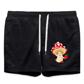 Amanite heureuse souriante avec une tomate juteuse - Short de bain - noir - Devant - AI Model Male 185 light (185cm)