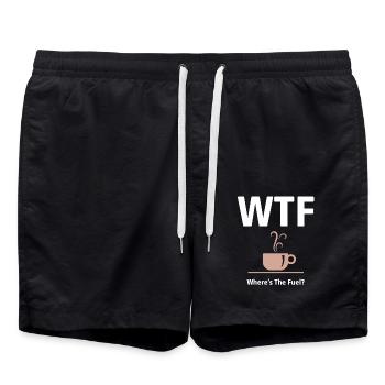 WTF T-shirt - Where's The Fuel? (Coffee) - Swim Trunks - black - Front - AI Model Male 185 light (185cm)