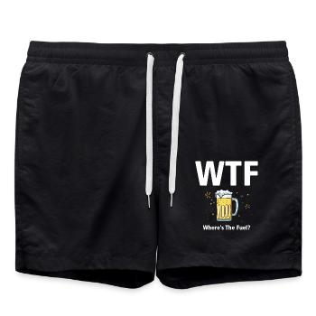 WTF T-Shirt - Wo ist der Treibstoff? (Bier) - Badeshorts - Schwarz - Vorne - AI Model Male 185 light (185cm)