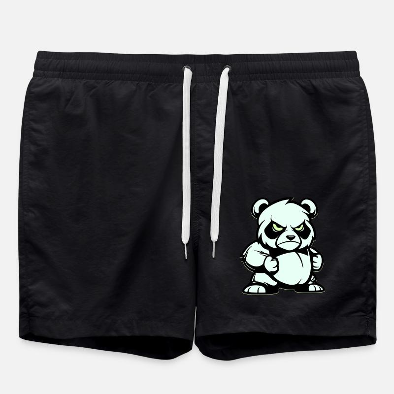 Panda Bear Comic - Swim Trunks - black