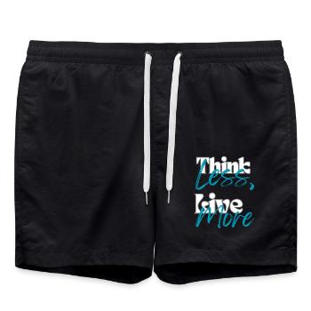 « Penser moins, vivre plus » - Short de bain - noir - Devant - AI Model Male 185 light (185cm)