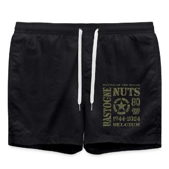 AVM Bastogne NUTS 80th Anniversary 1944 2024 Grün - Badeshorts - Schwarz - Vorne - AI Model Male 185 light (185cm)