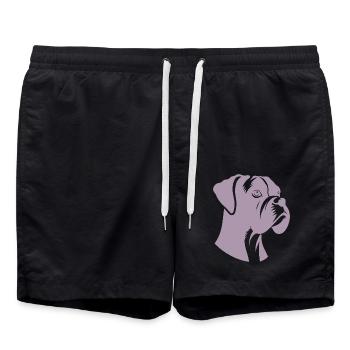 Dog Bird Boxer Silhouette Minimalist - Swim Trunks - black - Front - AI Model Male 185 light (185cm)