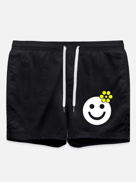 summer spring cheerful flower sunflower - Swim Trunks - black