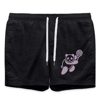 Minimalistischer Panda Bär Tennisspieler - Badeshorts - Schwarz - Vorne - AI Model Male 185 light (185cm)