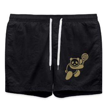 Minimalistischer Panda Bär Tennisspieler - Badeshorts - Schwarz - Vorne - AI Model Male 185 light (185cm)