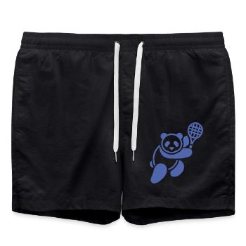 Minimalist Panda Bear Tennis Player - Swim Trunks - black - Front - AI Model Male 185 light (185cm)