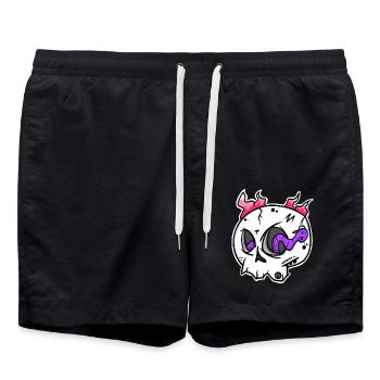 Skull & Wurm: Bunter Totenkopf mit Twist! - Badeshorts - Schwarz - Vorne - AI Model Male 185 light (185cm)