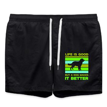 La vie du chien est bonne - Short de bain - noir - Devant - AI Model Male 185 light (185cm)