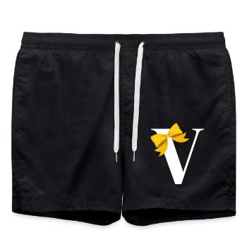 Lettre v nœud jaune - Short de bain - noir - Devant - AI Model Male 185 light (185cm)