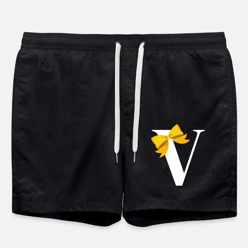 Letter V yellow bow - Swim Trunks - black