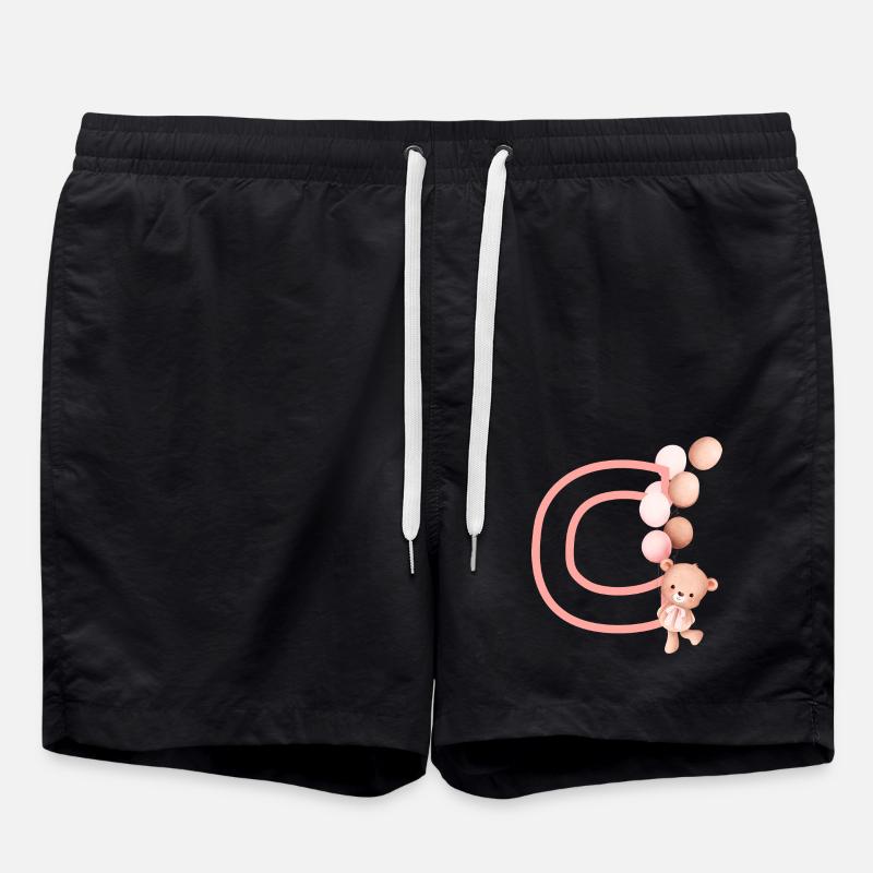 Buchstabe c rosa Bär - Badeshorts - Schwarz