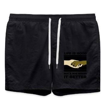 La vie du chien est une bonne patte - Short de bain - noir - Devant - AI Model Male 185 light (185cm)