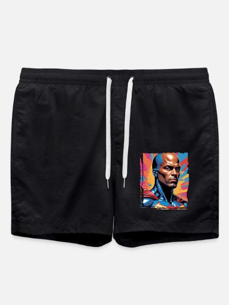 Portrait sci-fi superhero - Swim Trunks - black