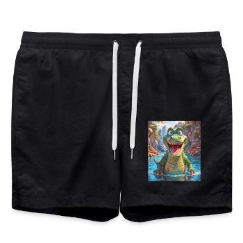 super süßes australisches Tier Down Under Krokodil - Badeshorts - Schwarz - Vorne - AI Model Male 185 light (185cm)