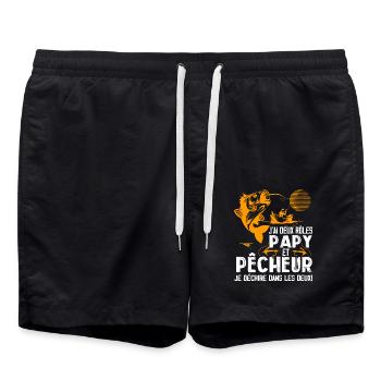 J'ai Deux Roles Papy Et Pêcheur Je Déchire Pêcheu - Short de bain - noir - Devant - AI Model Male 185 light (185cm)