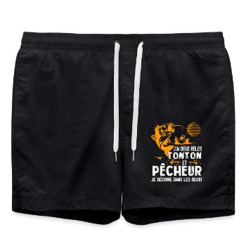 J'ai Deux Roles TONTON Pêcheur Je Déchire Pêcheu - Short de bain - noir - Devant - AI Model Male 185 light (185cm)