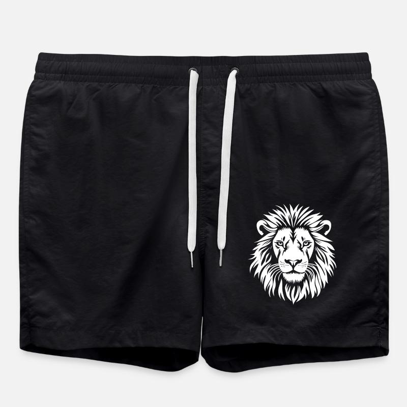 Lion Face - Swim Trunks - black