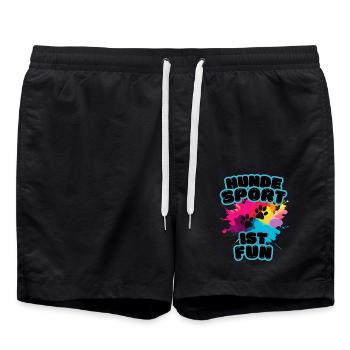 Aufdruck Hundesport ist fun rainbow Var. schwarz - Badeshorts - Schwarz - Vorne - AI Model Male 185 light (185cm)