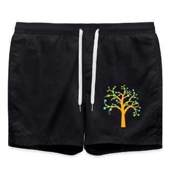 Tree Beautiful Leaves Nature Forest Tree Silhouette - Swim Trunks - black - Front - AI Model Male 185 light (185cm)