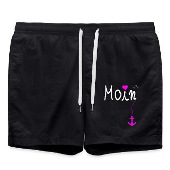 Moin North German North Sea Baltic Sea Anchor T-Shirt - Swim Trunks - black - Front - AI Model Male 185 light (185cm)