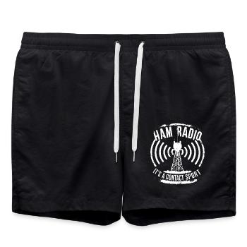 Ham Radio – It's the contact that counts - Swim Trunks - black - Front - AI Model Male 185 light (185cm)