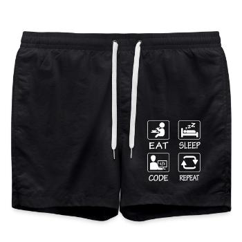 Eat Sleep Code Repeat - Swim Trunks - black - Front - AI Model Male 185 light (185cm)