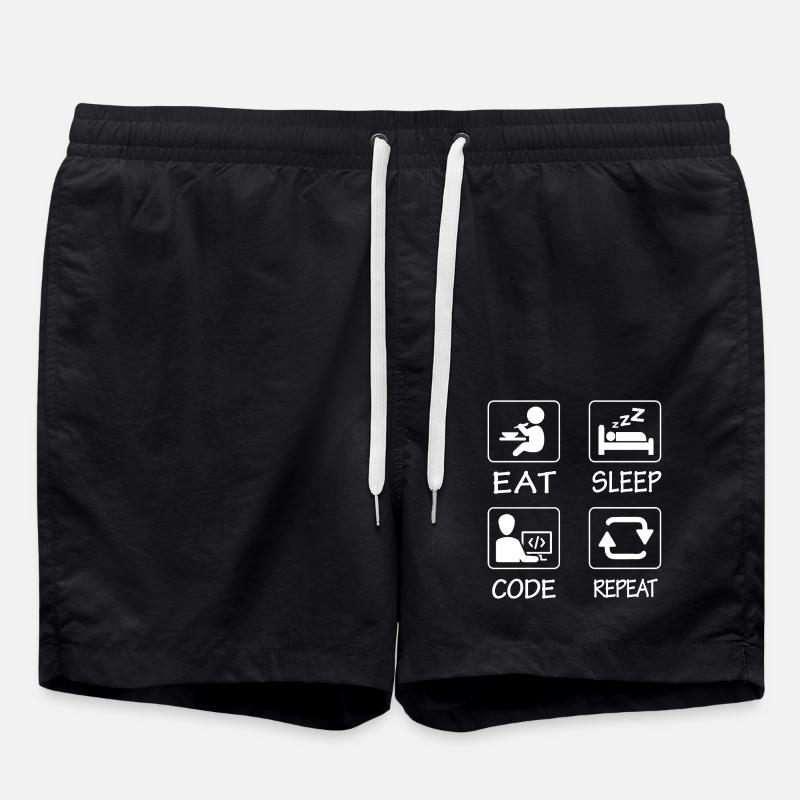 Essen Schlaf Code Wiederholen - Badeshorts - Schwarz