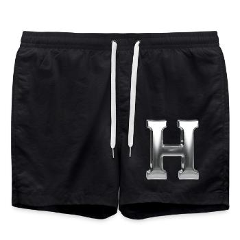 Chrome ,, H " Metallic - Badeshorts - Schwarz - Vorne - AI Model Male 185 light (185cm)
