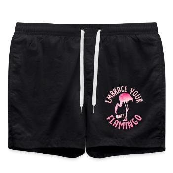 Embrace Your Inner Flamingo Cute Pink Bird - Swim Trunks - black - Front - AI Model Male 185 light (185cm)