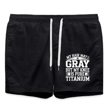 Humorvoll durch jede Reha - Badeshorts - Schwarz - Vorne - AI Model Male 185 light (185cm)