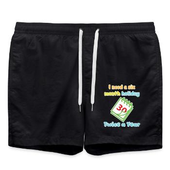 I need a six month holiday twice a year Verse 3 - Swim Trunks - black - Front - AI Model Male 185 light (185cm)