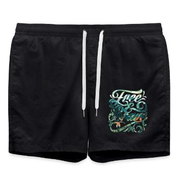 Free & Brave 🍀 - Swim Trunks - black - Front - AI Model Male 185 light (185cm)