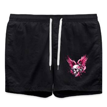 Skull & Wings Your Rebellious Style in Pink - Swim Trunks - black - Front - AI Model Male 185 light (185cm)