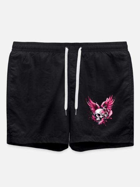 Skull & Wings Votre style rebelle en rose - Short de bain - noir