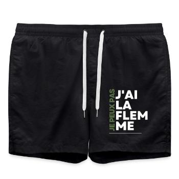 Je Peux Pas J'ai La Flemme - Short de bain - noir - Devant - AI Model Male 185 light (185cm)